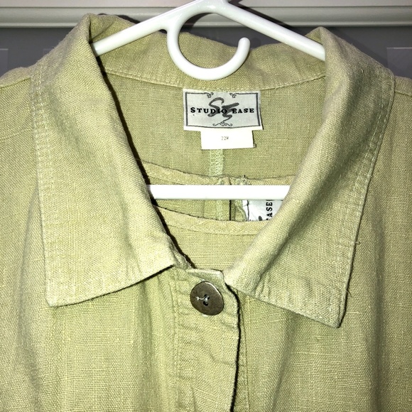 🎉HP🎉 STUDIO EASE Linen A-Line Maxi + Dress Jacket Set Celery Green Vintage 22W - Picture 7 of 16